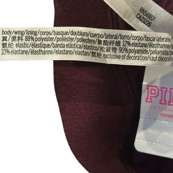 VICTORIAS SECRET ULTIMATE GYM TO SWIM SPORTS BRA BIKINI TOP Maroon Large NEW - Picture 6 of 9